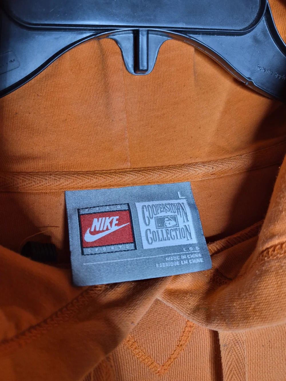 Vintage Nike Cooperstown SF Giants Hoodie Stained Orange Mens L 26x28